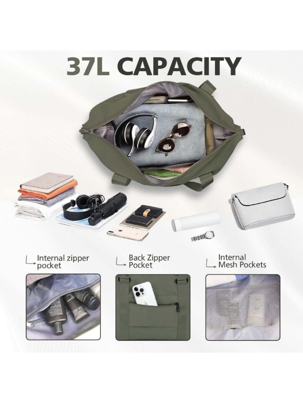 Waterproof Travel Duffle Bag - Versatile Weekender Tote, Gym & Hospital Bag - Picture 3 of 7